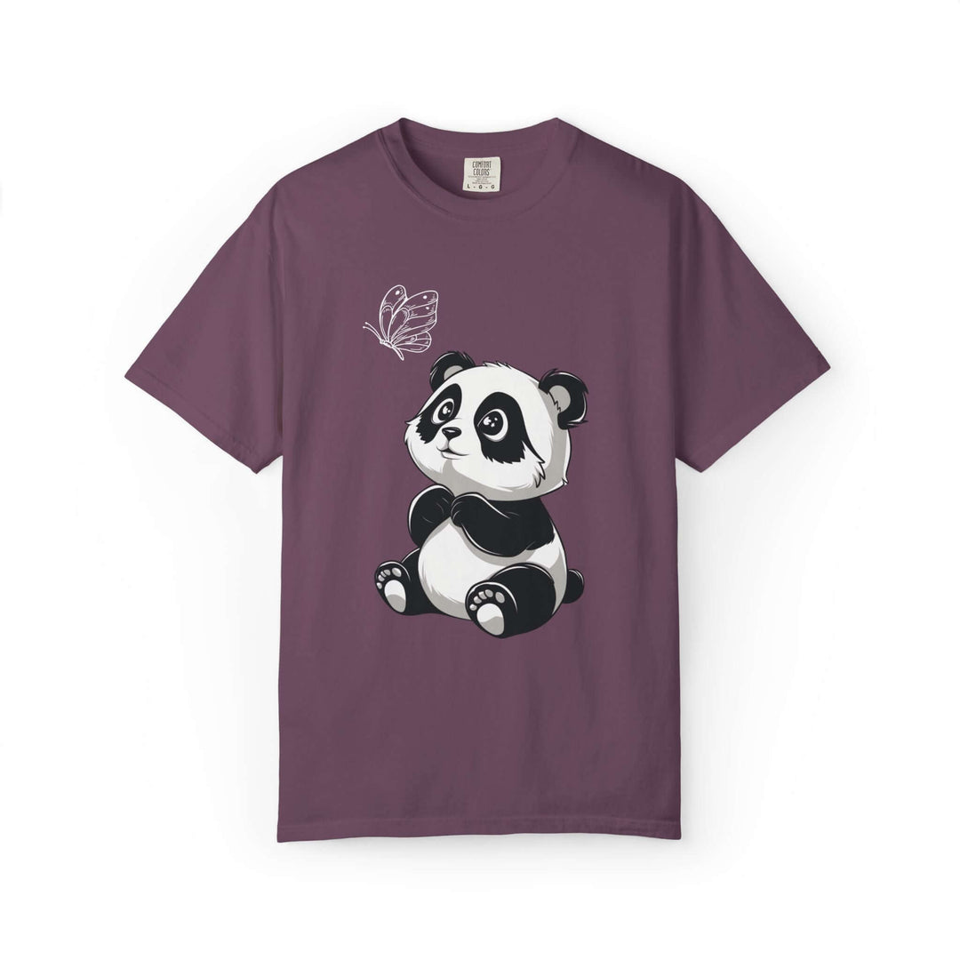 Adorable Panda & Butterfly Tee T-Shirt Printify Berry S