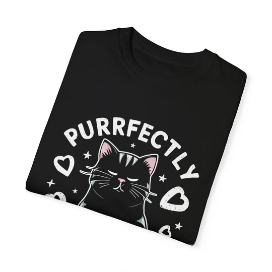 Cat Cartoon Unisex T-shirt - Purrfectly Uninterested T-Shirt Printify