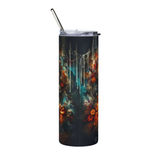 Halloween Witch Haunted House 20oz Stainless Steel Tumbler Mug Printify