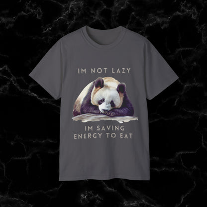 Nap Time Panda Unisex Funny Tee - Hilarious Panda Nap Design - I'm Not Lazy, I'm Saving Energy to Eat T-Shirt Charcoal S 