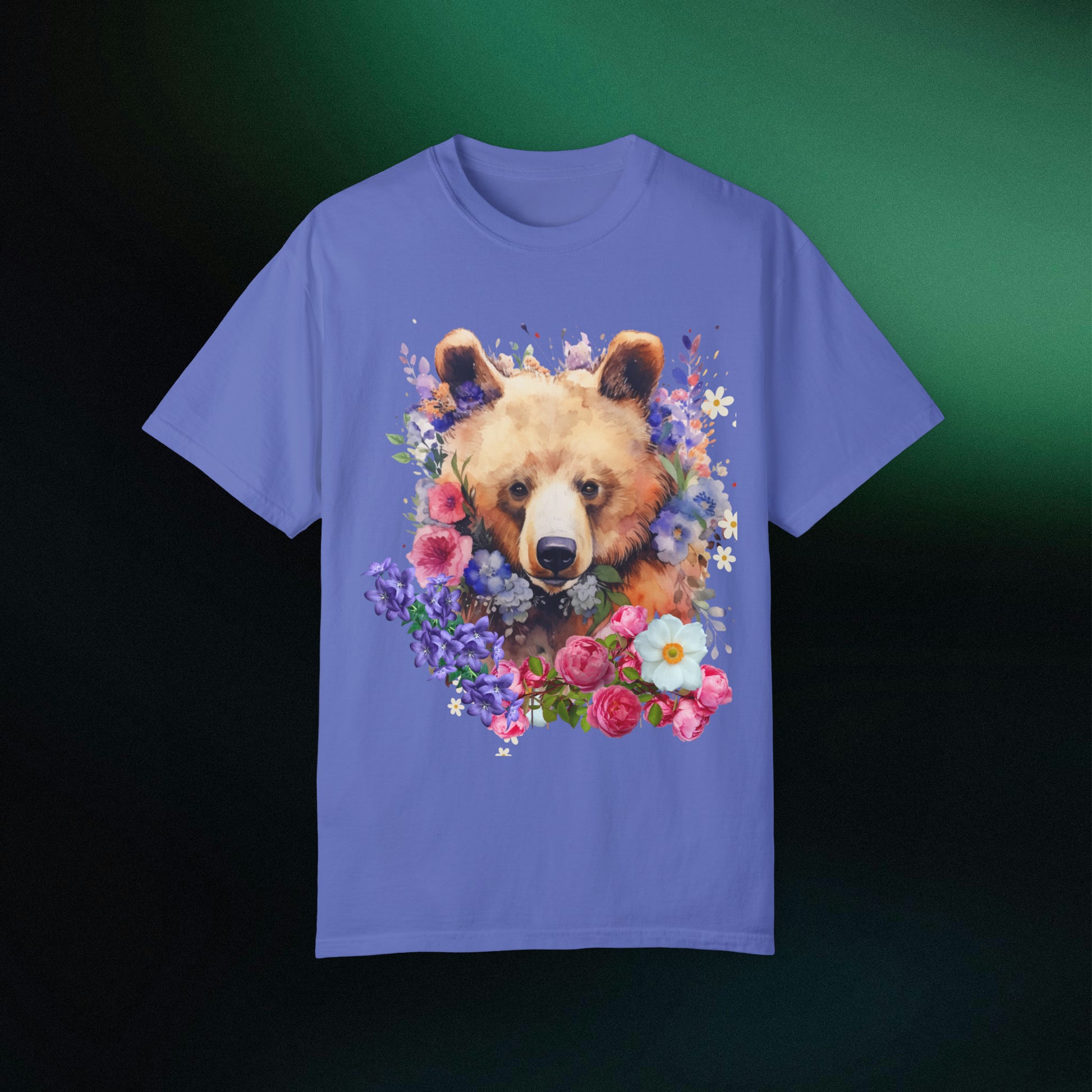 Floral Bear Shirt, Bear Shirt, Floral Bear Tee, Flower Bear Shirt, Animal Lover Tee, Bear Shirt, Bear Lover Gift, Wildlife Animals Tee T-Shirt Flo Blue S 