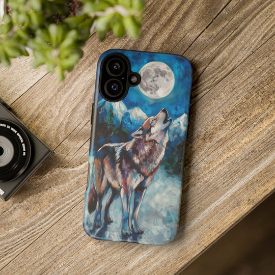 Wolf Howling Tough Case - Impressionist Style Phone Case Printify iPhone 16 Plus Matte