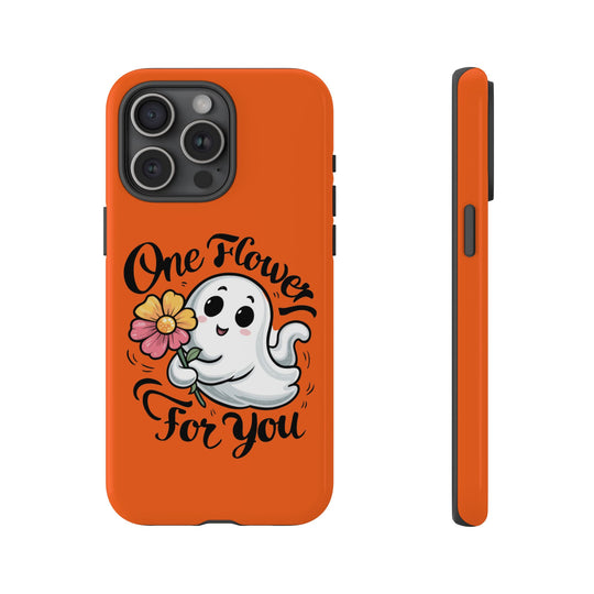 Phone Case - Cute Ghost Holding Flower Phone Case Printify iPhone 15 Pro Max Glossy