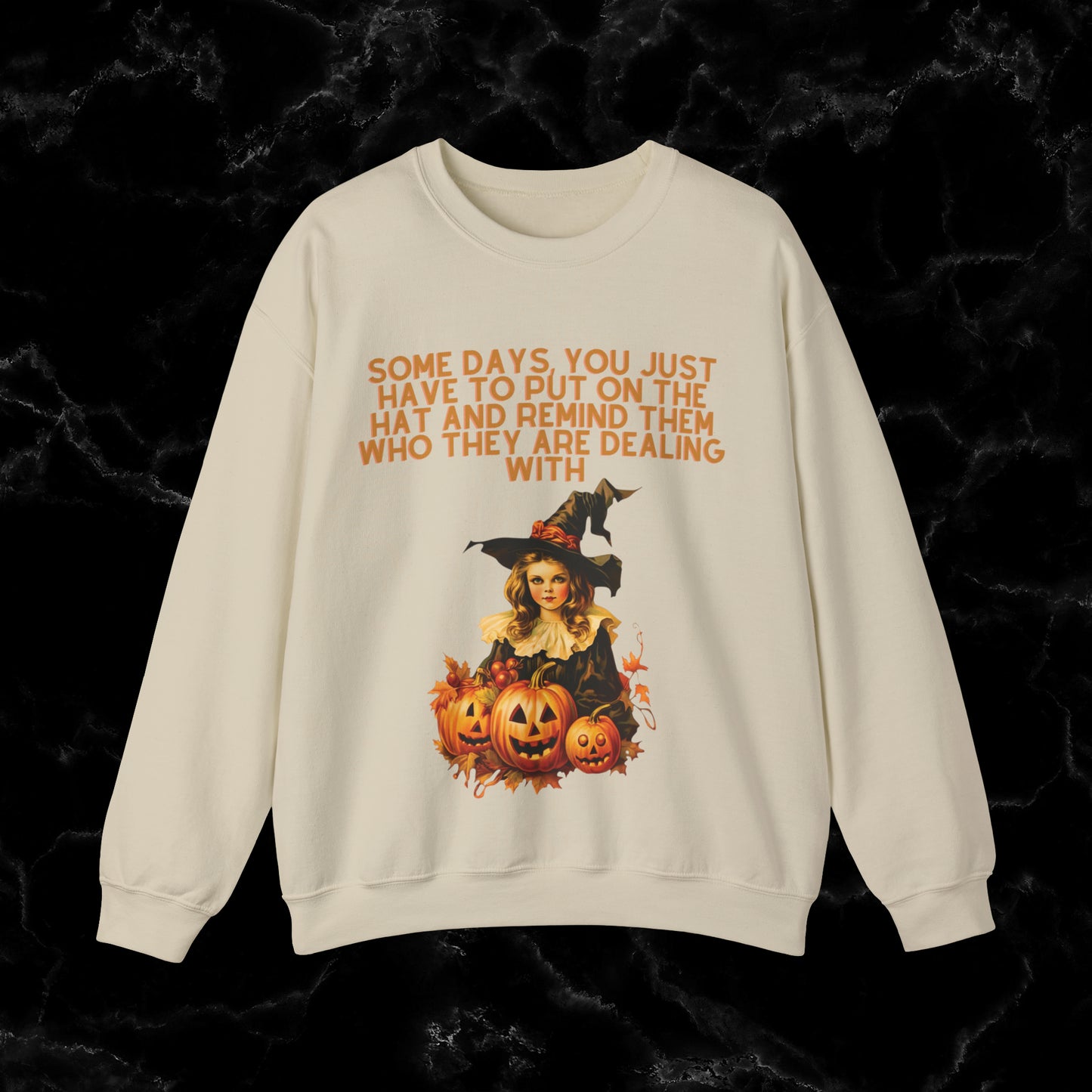 Witchy Vibes with Witch Quote Halloween Sweatshirt - Perfect for Her Sweatshirt S Sand 