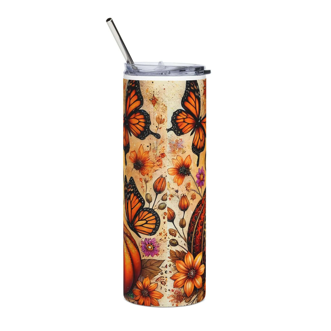 Stainless Steel Tumbler - Autumn Pumpkin Spice Latte Design Mug Printify