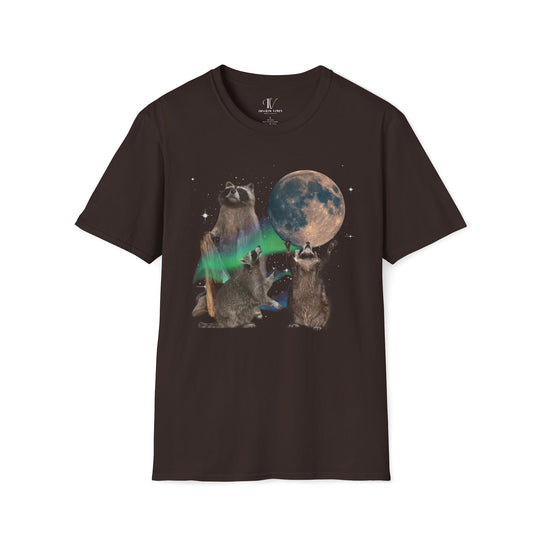 Raccoon Moonlight T-Shirt T-Shirt Printify Dark Chocolate M