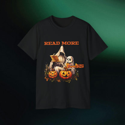Ghosts Reading Books Halloween Tee | Unisex Ultra Cotton Classic Fit | Read More Books T-Shirt Black S 