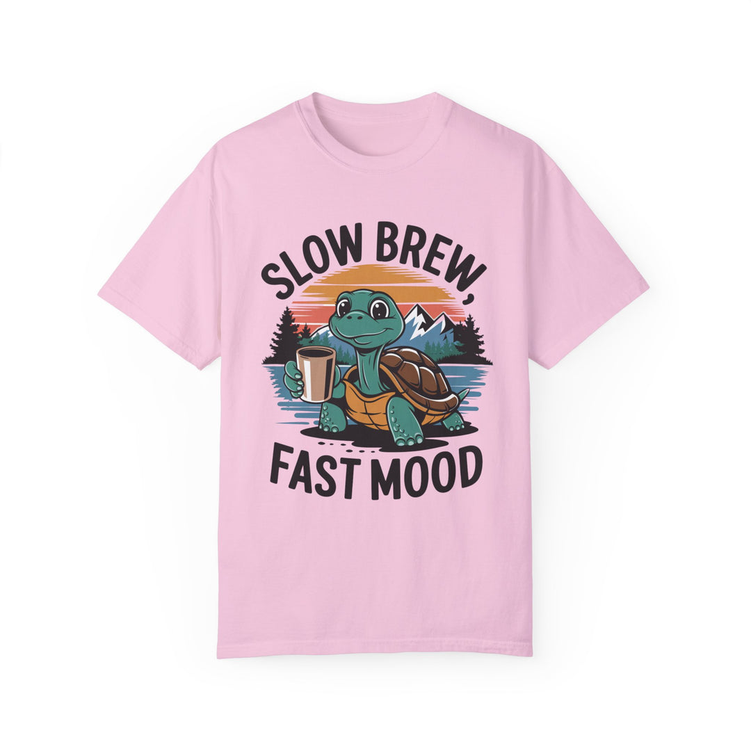 T-shirt Slow Brew, Fast Mood Turtle Coffee T-Shirt Printify Blossom S