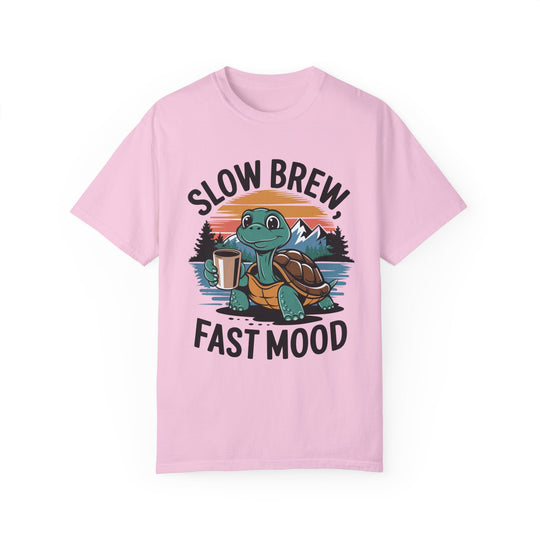 T-shirt Slow Brew, Fast Mood Turtle Coffee T-Shirt Printify Blossom S