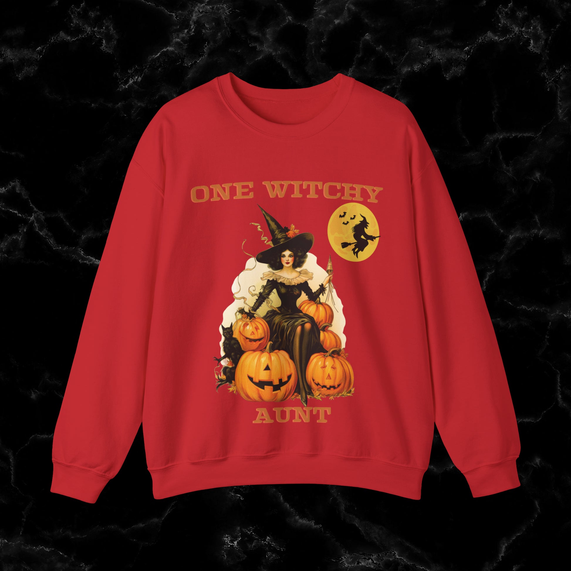 One Witchy Aunt Halloween Sweatshirt - Cool Aunt Shirt, Feral Aunt Sweatshirt, Perfect Gifts for Aunts Sweatshirt S Red 