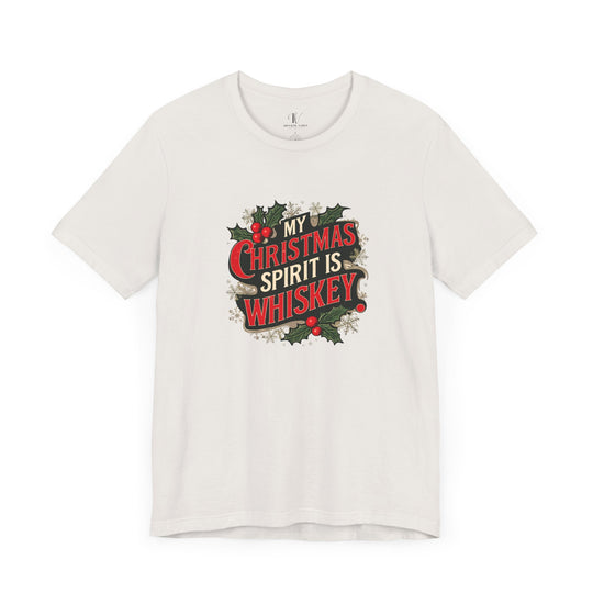 Christmas Spirit Whiskey Tee T-Shirt Printify Vintage White XS