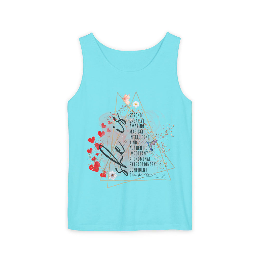 Empowering Self-Love Tank Top Tank Top Printify Lagoon Blue XS