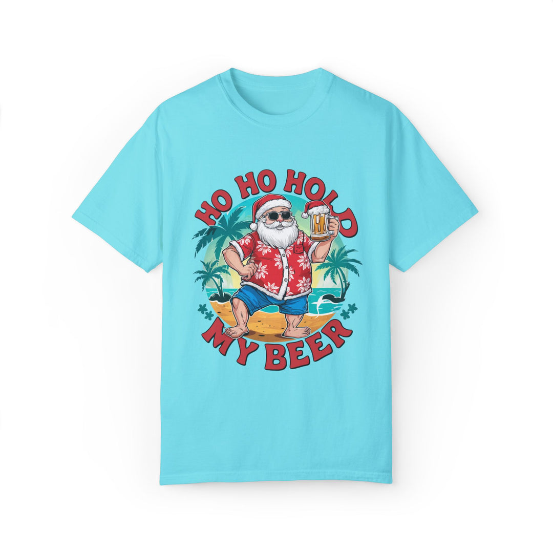 Santa Ho Ho Ho Hold My Beer T-shirt T-Shirt Printify Lagoon Blue S