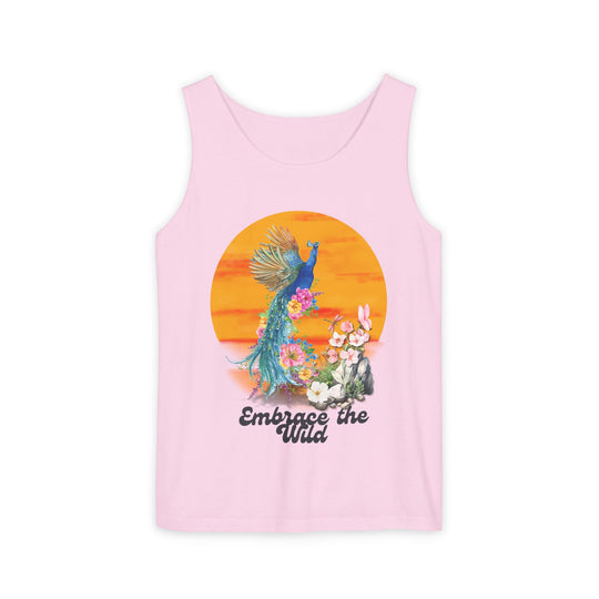 Boho-Chic Tank Top - Embrace the Wild, Peacock and Flower Tank Top Printify Blossom S