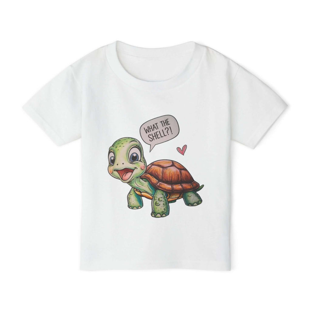 Toddler T-shirt Cute Cartoon Turtle WHAT THE SHELL Kids clothes Printify White 2T