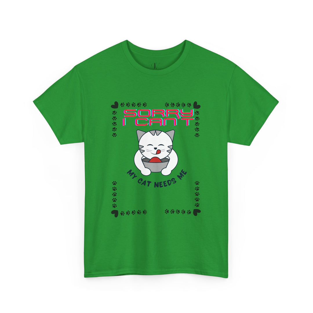 Cat Tee - Playful and Cute Minimalist T-Shirt Printify Irish Green S