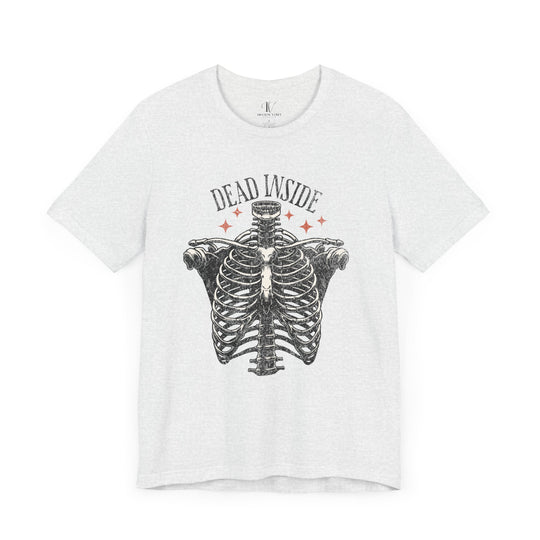 Skeleton Tee with Dead Inside Phrase