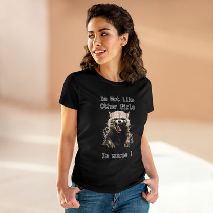 Funny Angry Raccoon T-Shirt | Im Not Like Other Girls T-Shirt Black S 