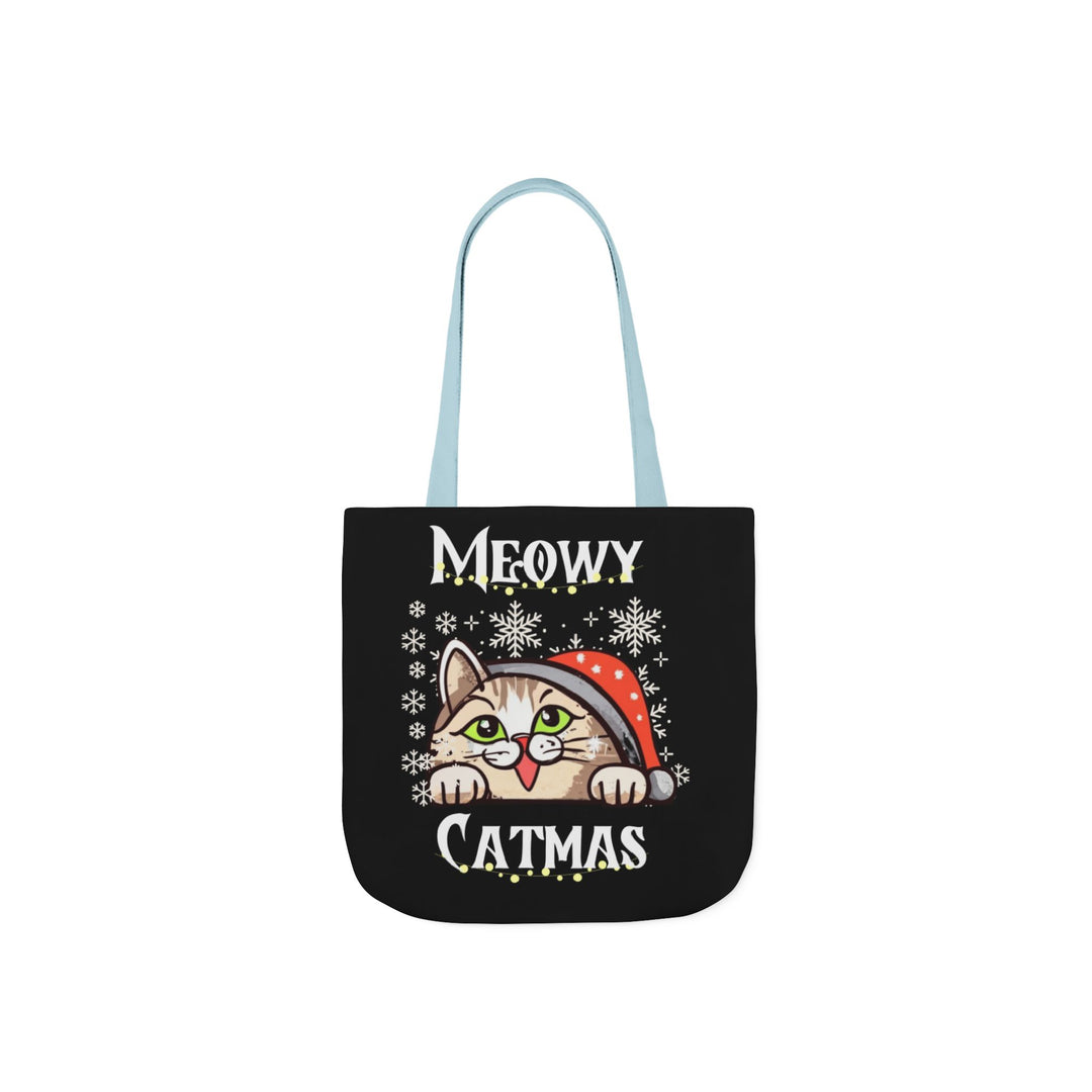 Funny Meowy Catmas Tote Bag Accessories Printify 13" × 13'' Light blue