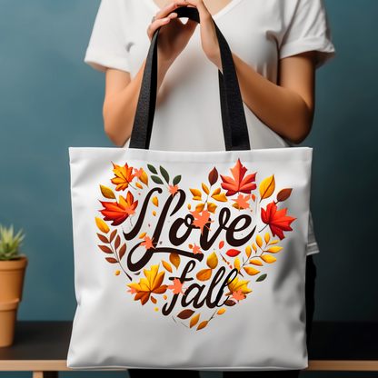 Love Fall Tote Bag | Pumpkin Bag - Fall Shoulder Bag - Fall Vibes - Fall Theme Tote Bag - Autumn Leaves Tote Bag - Gift for Her - Shopping Tote Bag Accessories   