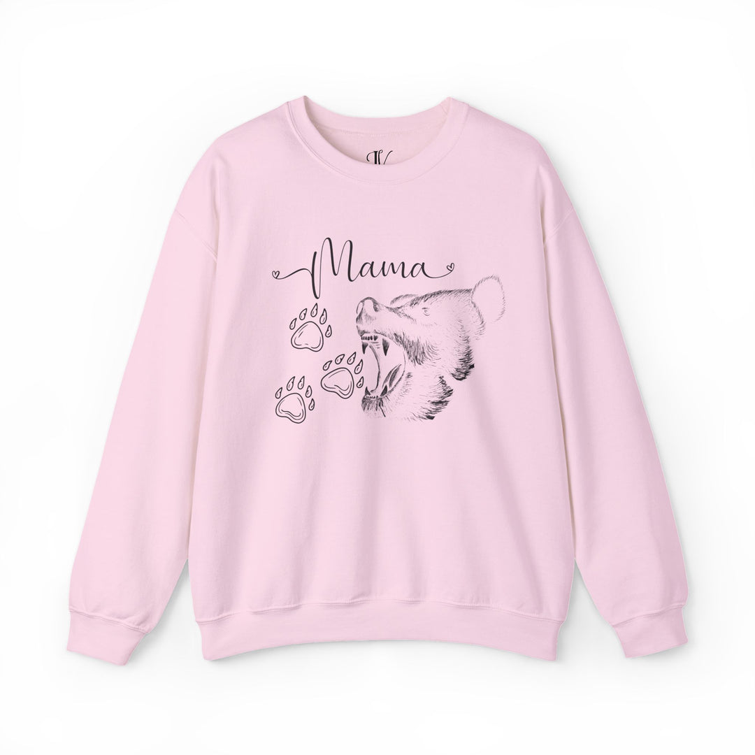 Mama Bear Crewneck Sweatshirt Sweatshirt Printify S Light Pink
