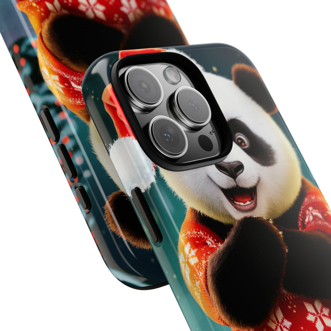 Phone Case - Festive Christmas Panda in Sweater Phone Case Printify iPhone 16 Pro Max Glossy