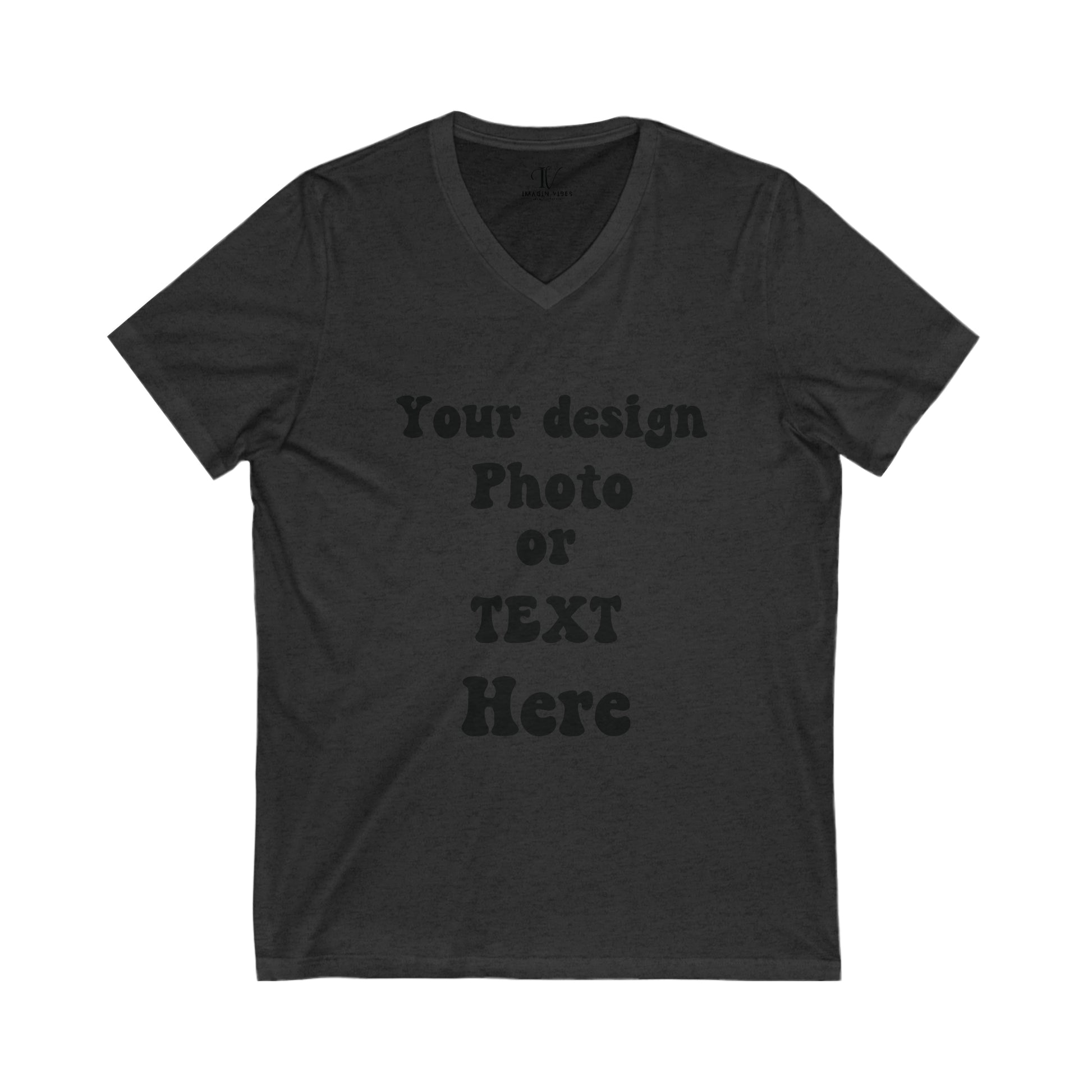 Express Your Unique Style with Our Custom V-Neck T-shirt - Personalized with Your Design, Photo, or Text | Made in USA V-neck S Dark Grey Heather 
