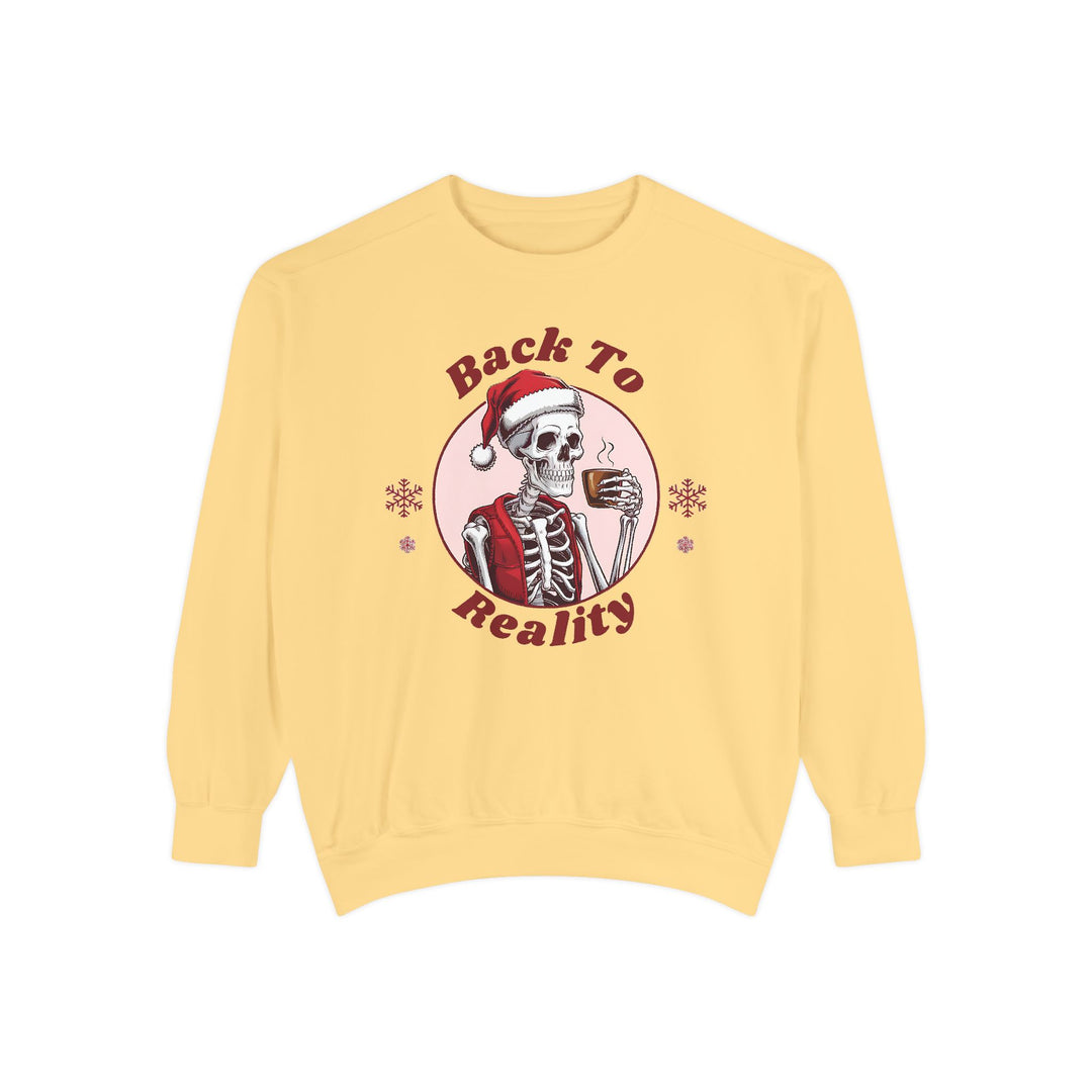 Skeleton Coffee Break Sweatshirt - Back To Reality Sweatshirt Printify Butter S