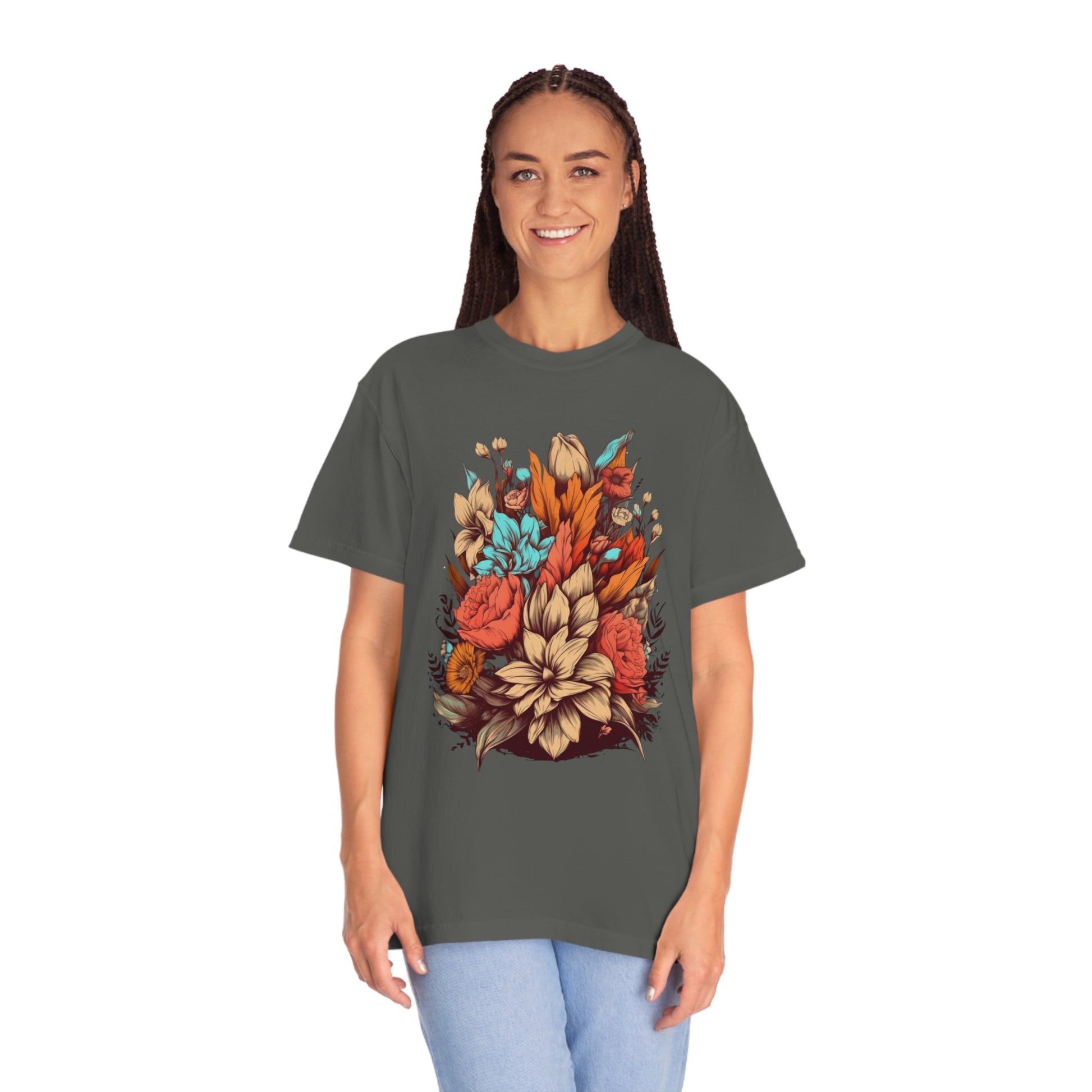Boho Wildflowers Floral Nature Shirt | Garment Dyed Boho Tee for Nature Lovers T-Shirt Pepper S 