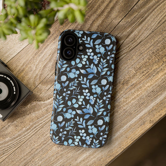 Blue Floral Tough Case Phone Case Printify iPhone 16 Plus Matte