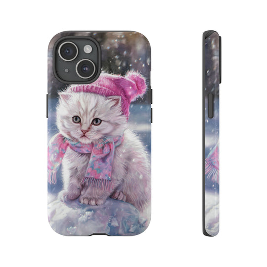 Phone Cases - Adorable Kitten Winter Phone Case Printify iPhone 15 Glossy