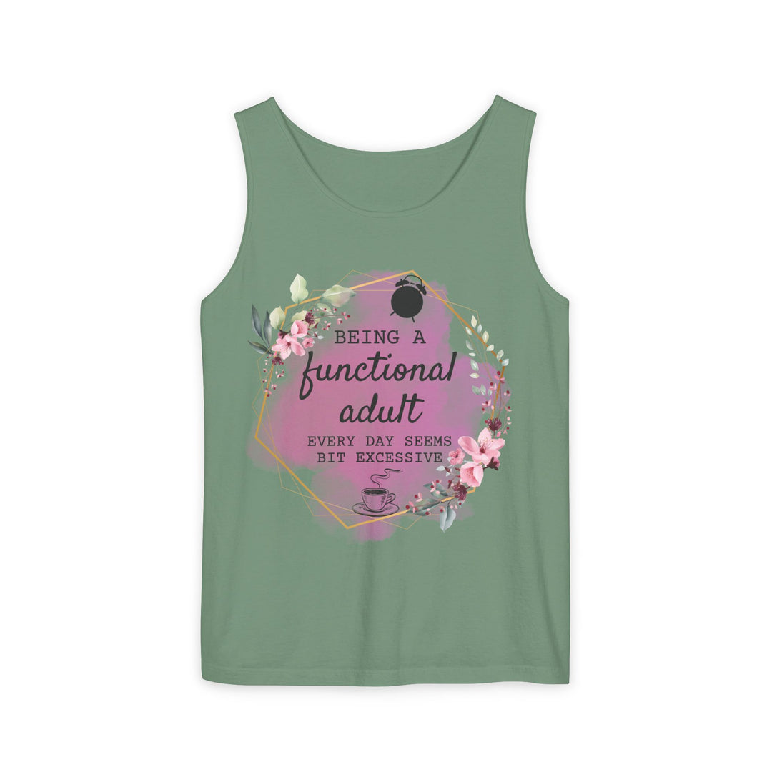 Tank Top: Humorous and Relatable Adulting Tank Top Printify Light Green S