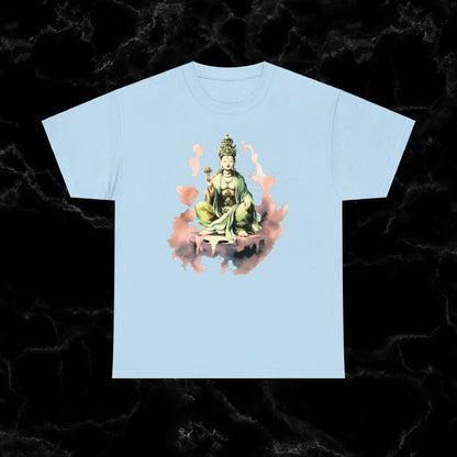 Quan Yin Goddess T-Shirt - Spiritual Tee, Guan Yin, Goddess of Compassion T-Shirt Light Blue S 