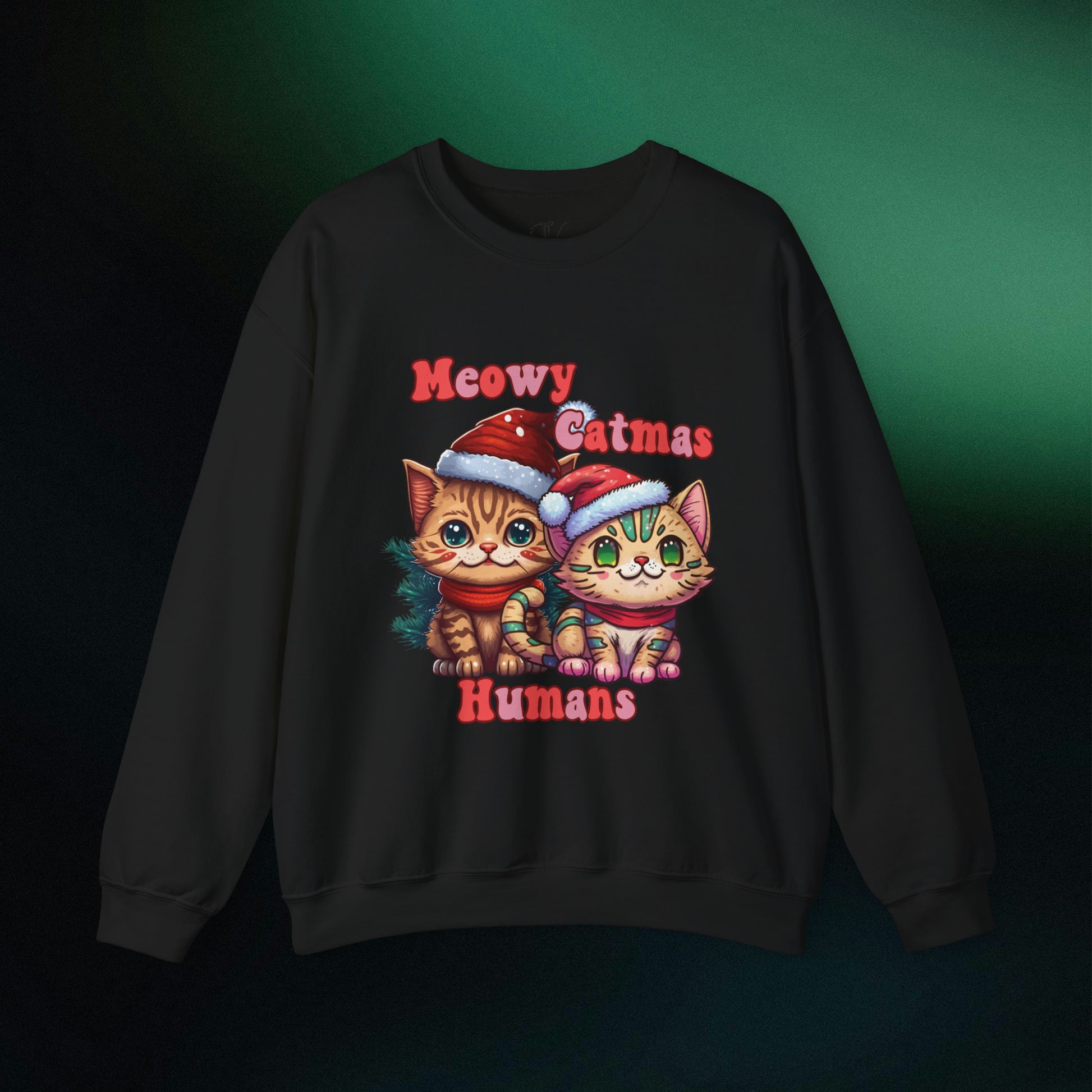Meowy Christmas Cat Sweater, Gifts for Cat Lovers | Christmas Lights Shirt, Christmas Cats Shirt Meowy Catmas Sweatshirt   
