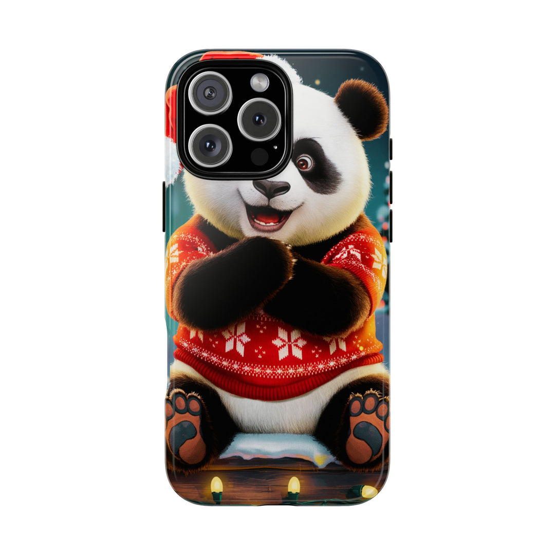 Phone Case - Festive Christmas Panda in Sweater Phone Case Printify