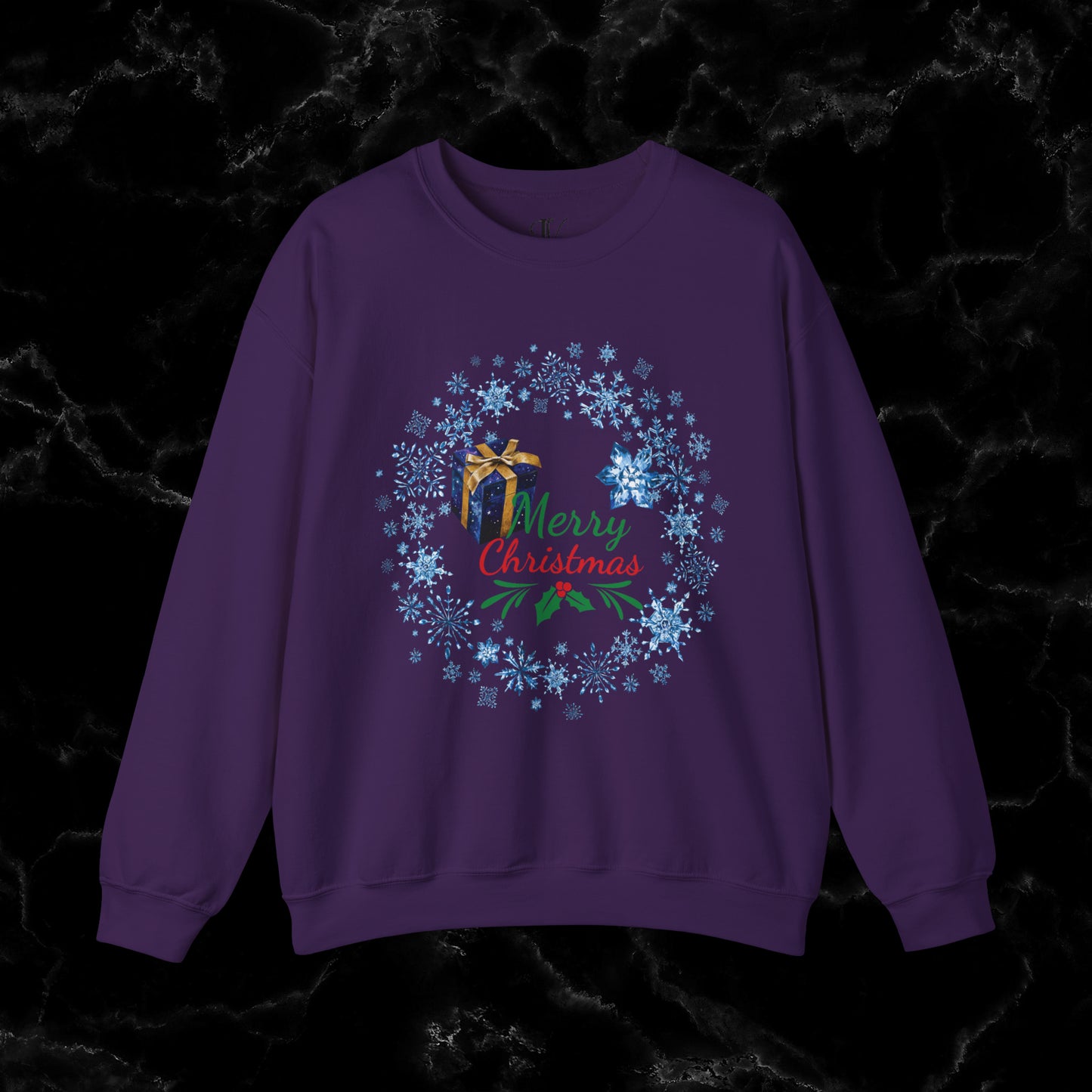 Merry Christmas Sweatshirt - Matching Christmas Shirt, Wreath Design, Holiday Gift Sweatshirt S Purple 