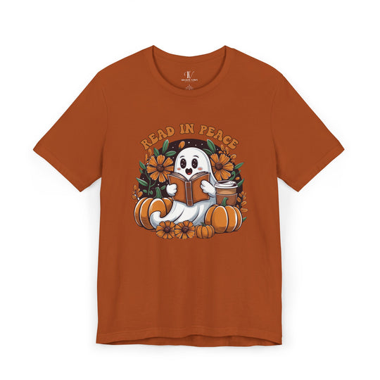 "Read In Peace" Cute Ghost Halloween Reader T-Shirt