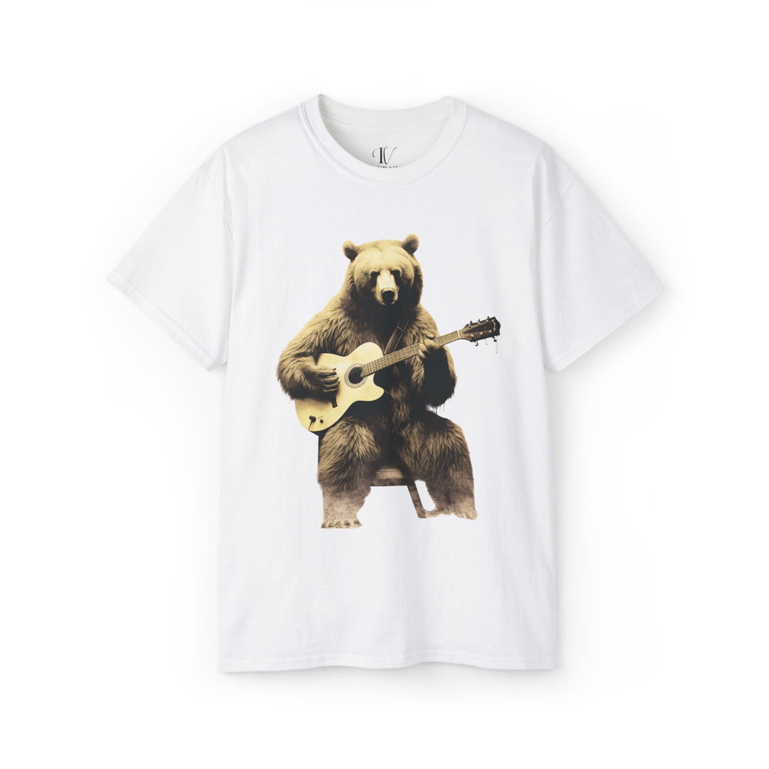 Bear Guitar Tee T-Shirt Printify White S