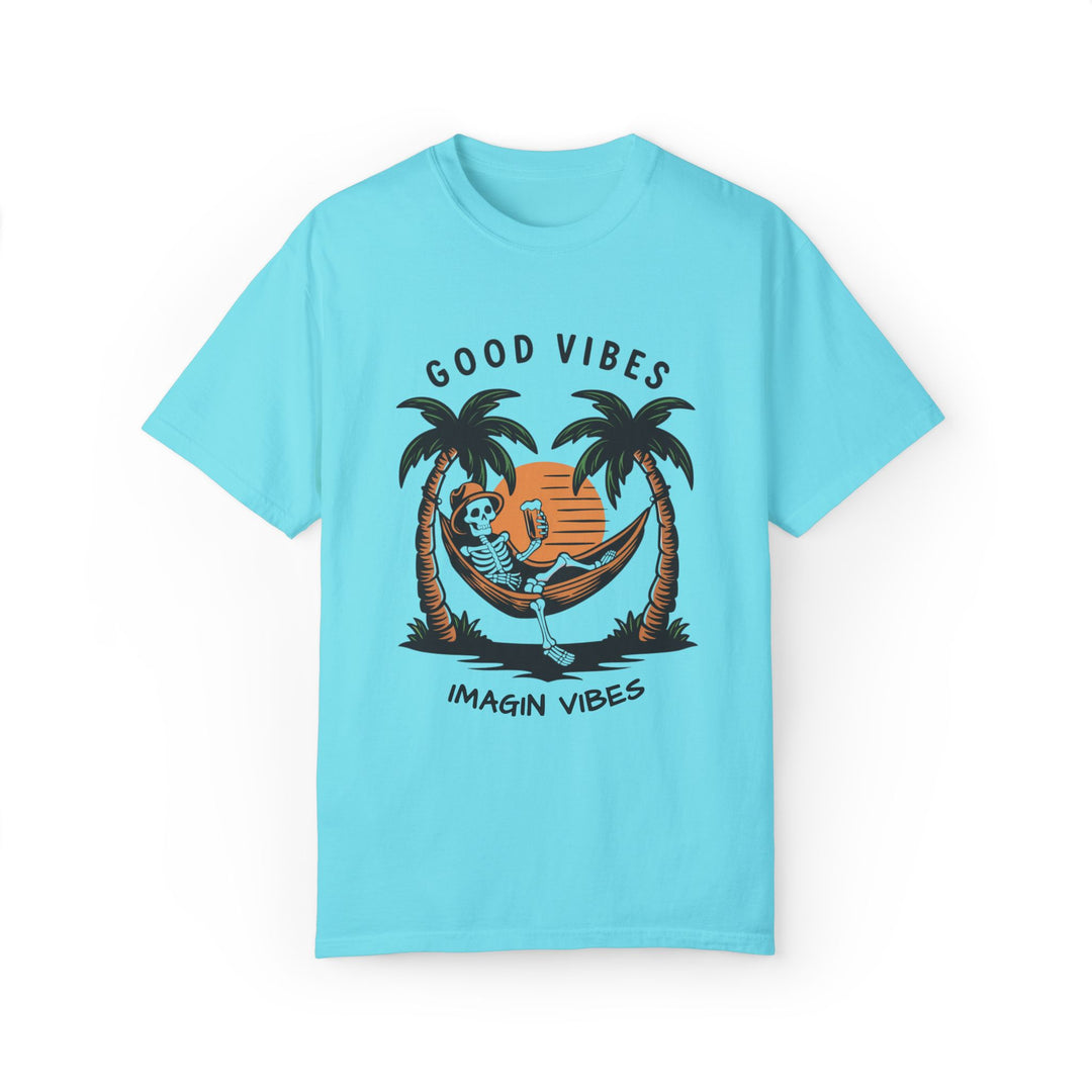 Skeleton Good Vibes T-shirt T-Shirt Printify Lagoon Blue S