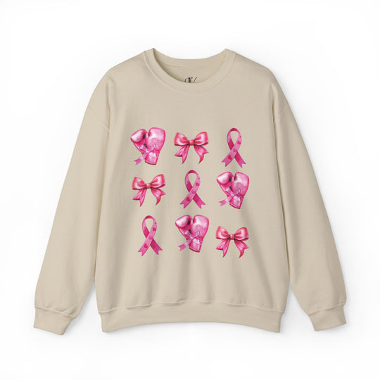 Pink Ribbons and Boxing Gloves Breast Cancer Support Sweatshirt