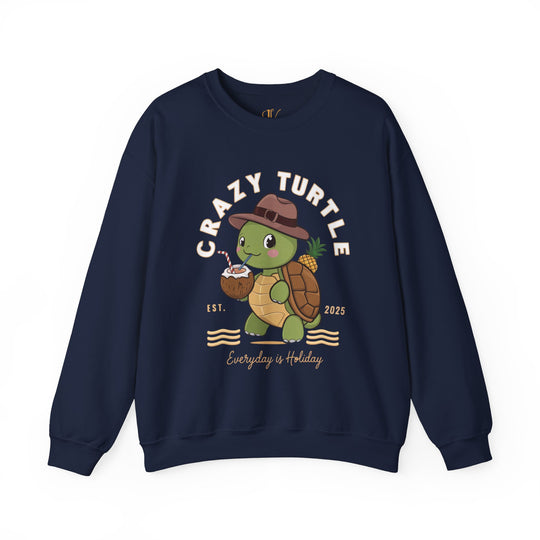 Crazy Turtle Graphic Sweatshirt Sweatshirt Printify S Navy