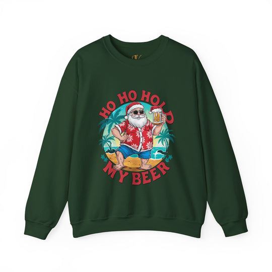 Santa Hold My Beer Sweatshirt Sweatshirt Printify S Forest Green