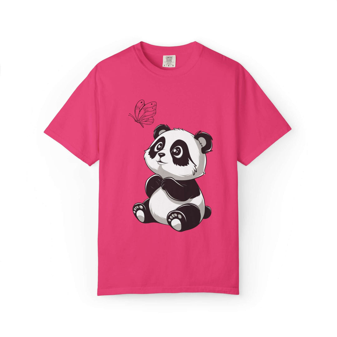 Adorable Panda & Butterfly Tee T-Shirt Printify