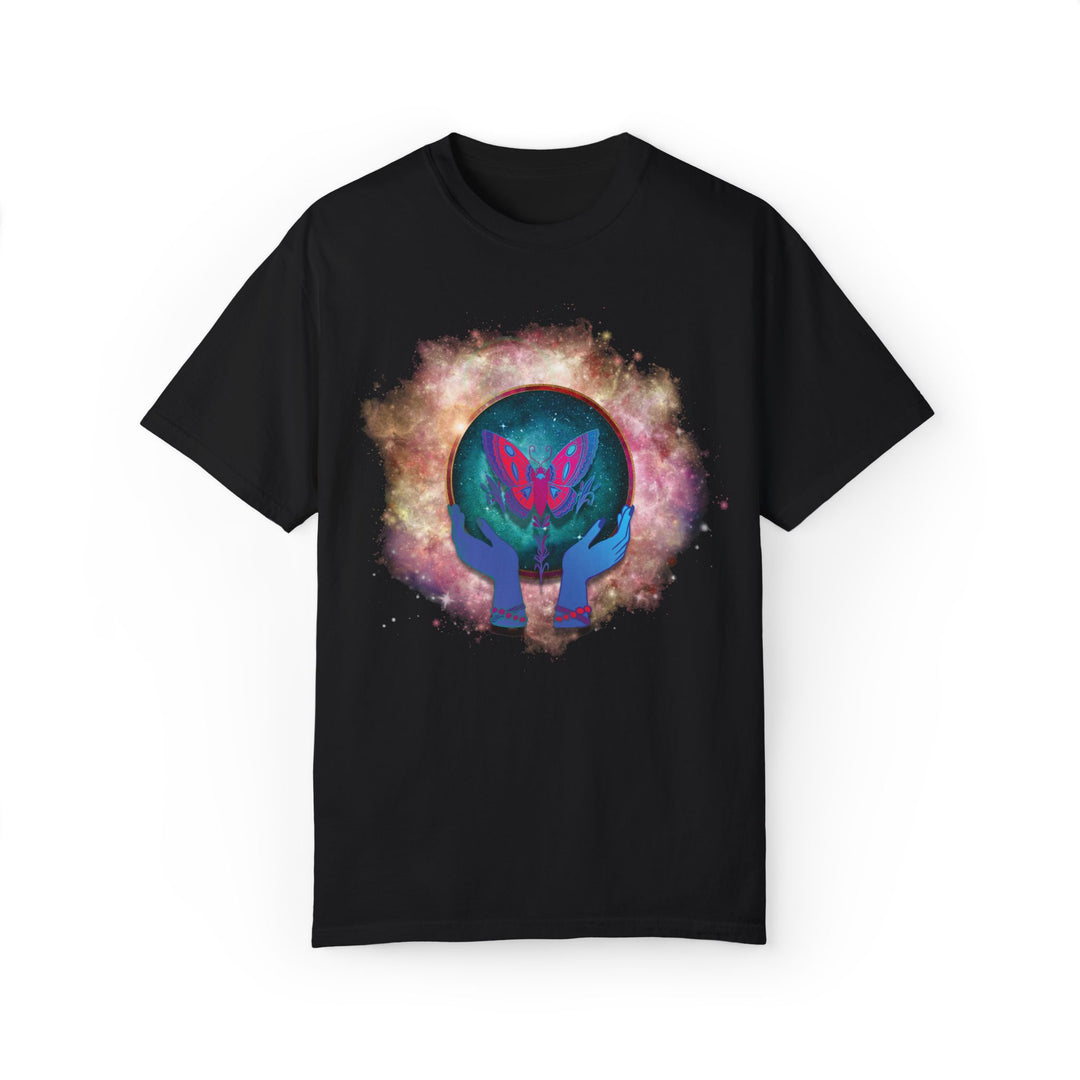 Mystical T-shirt with Cosmic Butterfly T-Shirt Printify Black S