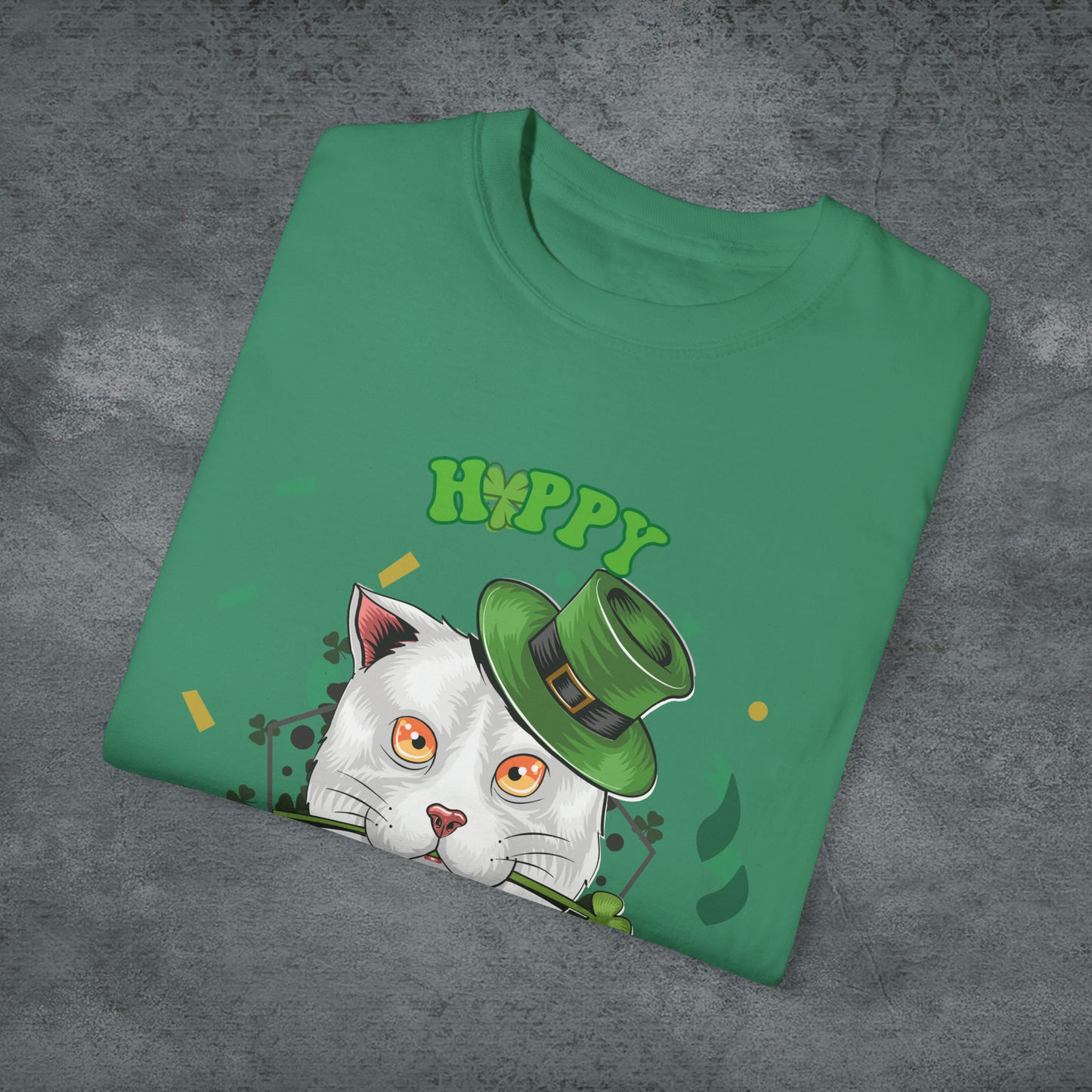Happy St. Catty's Day Funny St. Patrick's Day Comfort Colors T-Shirt - St. Paddy's Day Shirt for Cat Lover St. Patty's Day Fun T-Shirt   