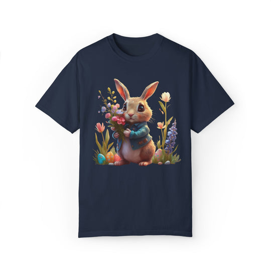 Bunny Bouquet T-shirt - Easter Spring Unisex Tee T-Shirt Printify Navy S