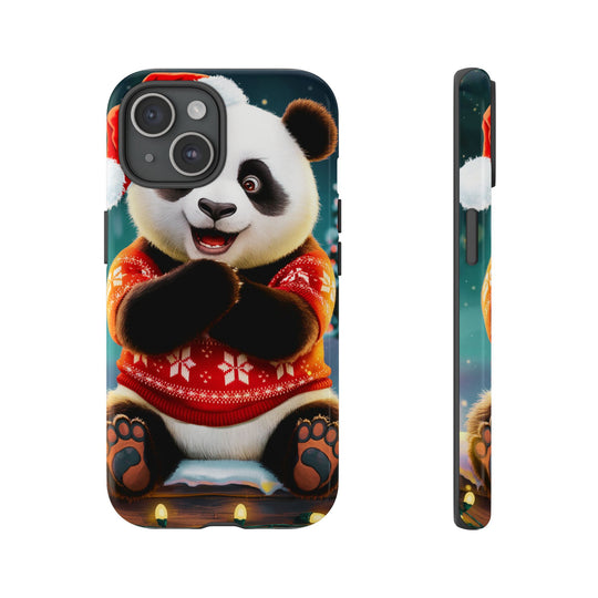 Phone Case - Festive Christmas Panda in Sweater Phone Case Printify iPhone 15 Glossy