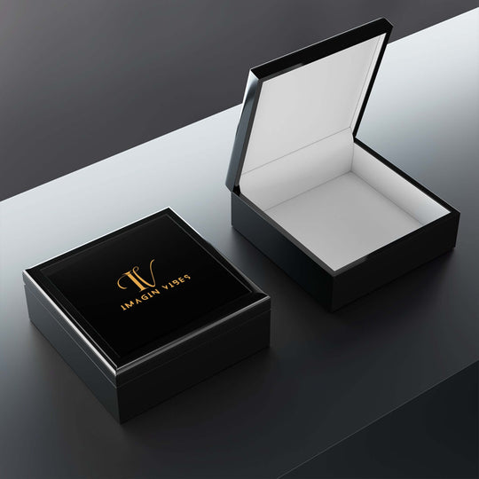 Imagin Vibes Jewelry Box — Elegant Jewelry Box with Gold Imagin Vibes Logo Home Decor Printify