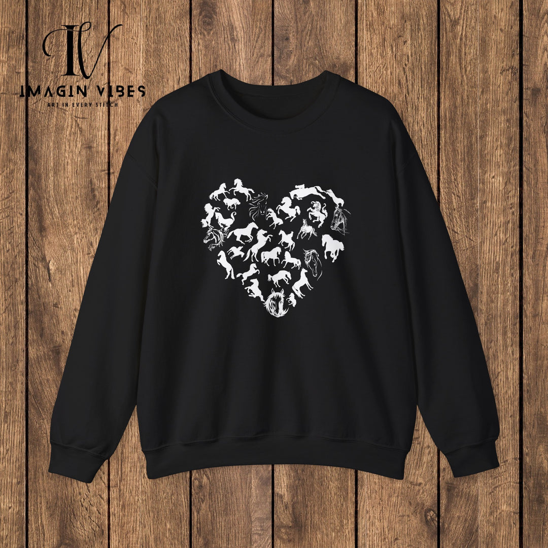 Horse Heart Sweatshirt: Celebrate Your Love for Horses Sweatshirt S Black 
