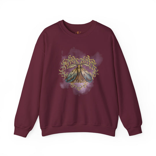 Moth Heart Sweatshirt - Ethereal and Cozy Sweatshirt Printify S Maroon